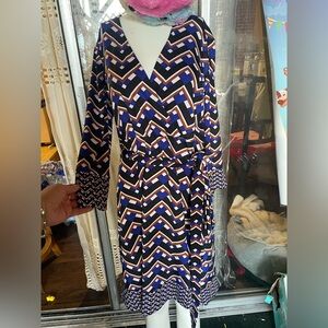 INC International Concepts Blue and Black Chevron Dress